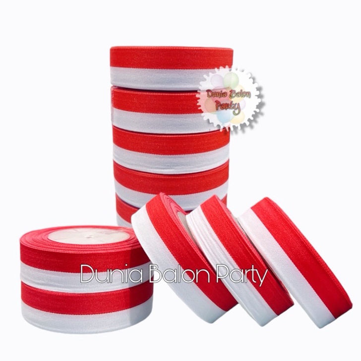 

DIJAMIN BARU 1 ROLL Pita Satin Merah Putih 1 Inch Pita Merah Putih 25 Cm