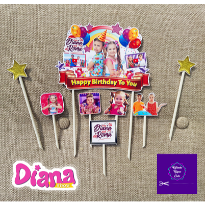 Topper kue ulang tahun Roma diana toper ultah custom nama