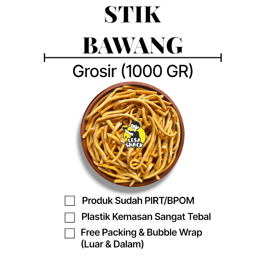 

Stik Bawang Original Snack Kiloan Rasa Gurih & Renyah Kemasan 1 KG