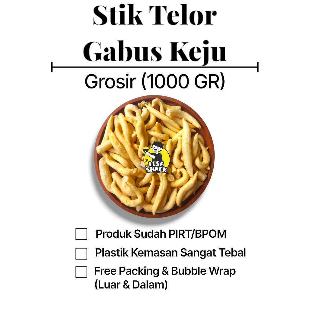 

Stik Telor Gabus Keju Snack Kiloan Rasa Gurih Enak Nikmat Kemasan 1 KG