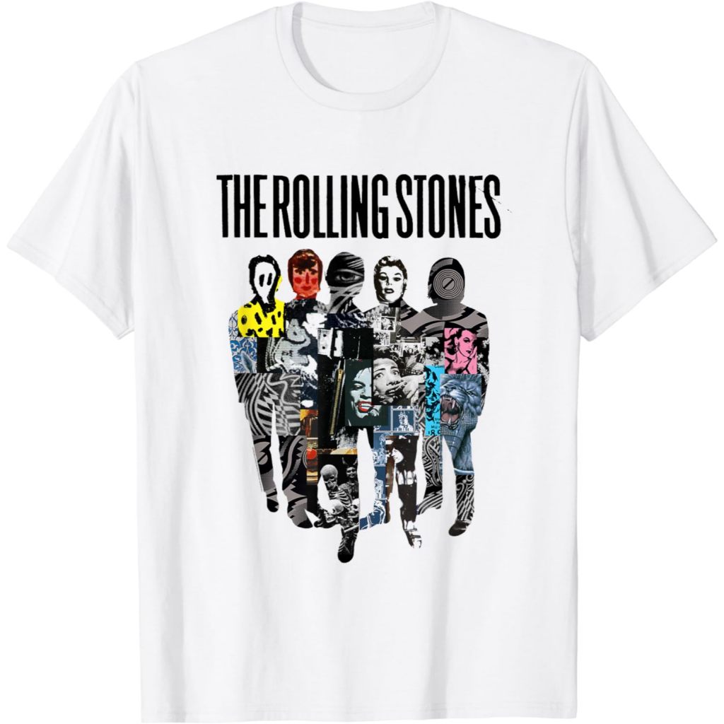 BAJU KAOS BAND Rolling Stones Official Silhouette Collage T-Shirt