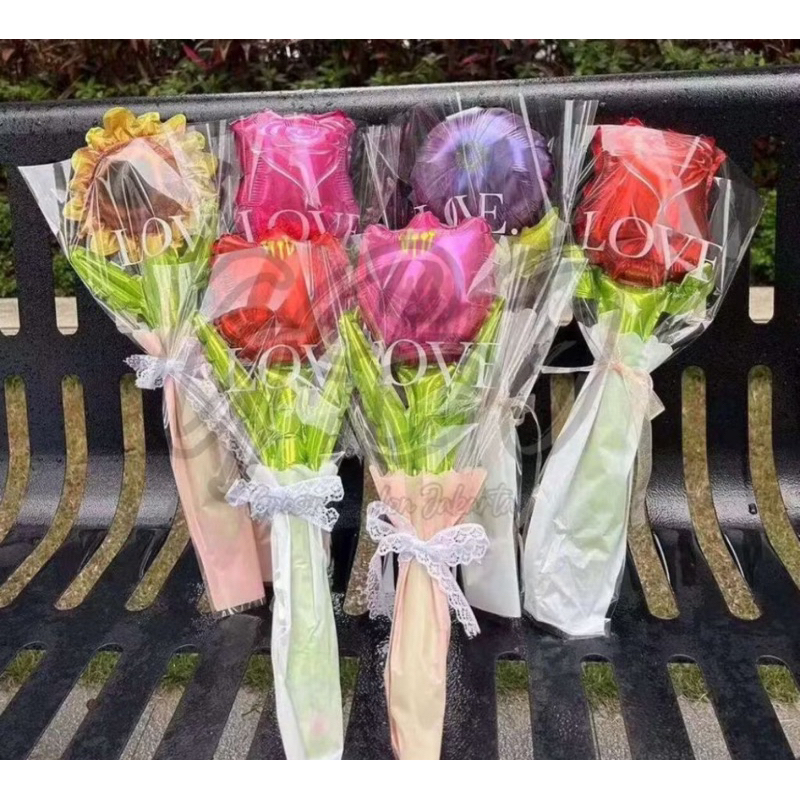 BALON FOIL BUNGA BALON FOIL BUKET BUNGA BALON FOIL TANGKAI BUNGA BALON BUKET PONTIANAM