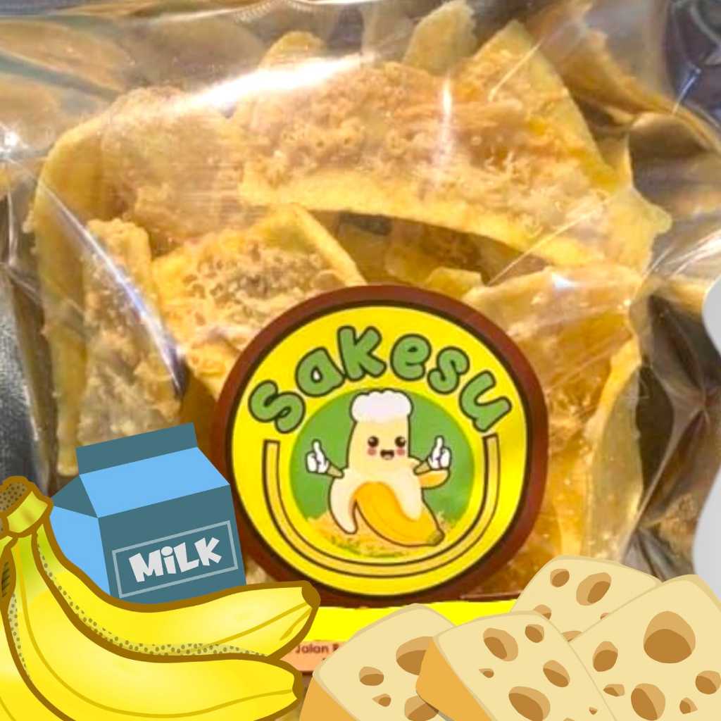 

pink Sakesu keripik pisang keju susu 250 gram