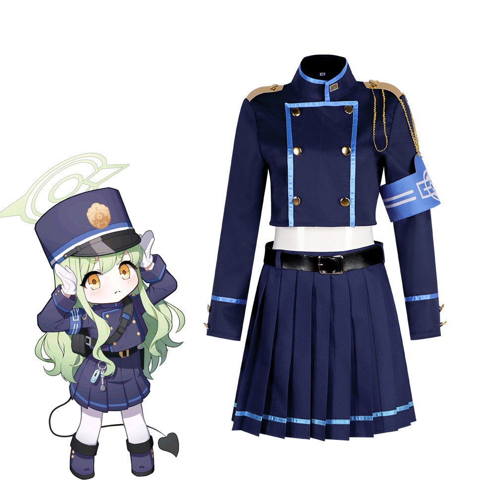 Anime Blue Archive Cosplay Railway Academy New Student Subway Twins Costume Top Skirt Short Hat Wig 