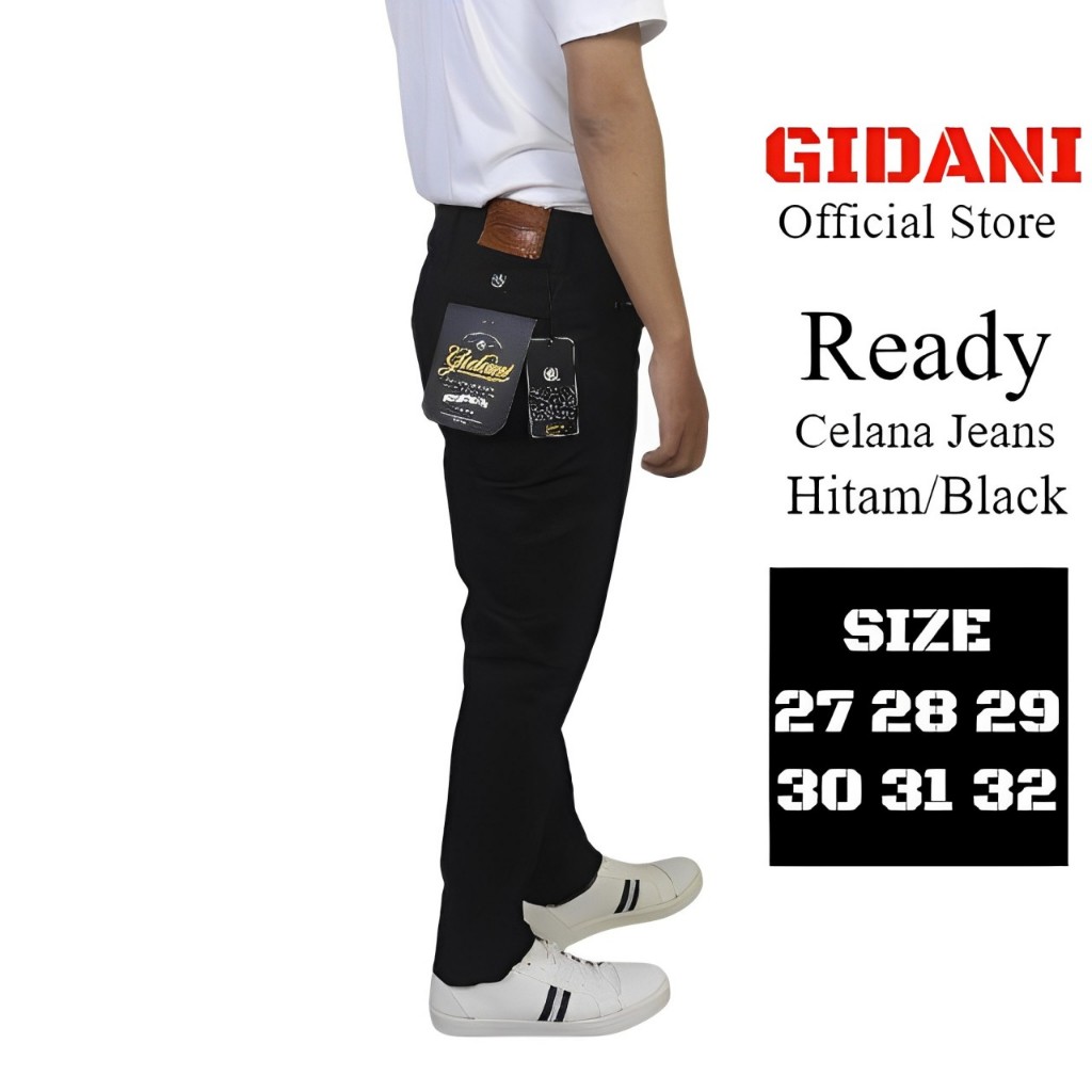 Celana Jeans Pria Slimfit Stretch Denim Hitam 100% ORIGINAL GIDANI
