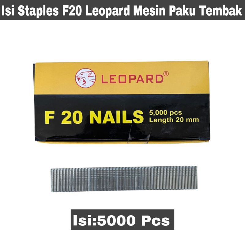 

( 5000 Pcs ) Isi Staples Mesin Paku Tembak F 20 Leopard | Paku Tembak Refill Air Nailer Gun Lurus