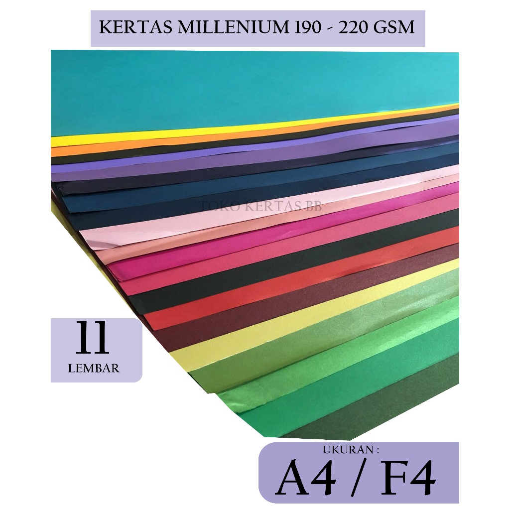 

KERTAS JASMINE/ KERTAS MILLENIUM 190 - 220 GSM UKURAN A4 / F4 , ISI 11 LEMBAR