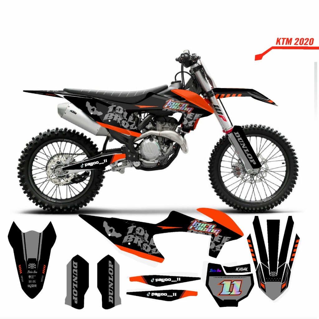 Decal Stiker ktm 250 2020 Dekal Variasi Stiker Striping Custom Fullbody hitam biru putih list merah 