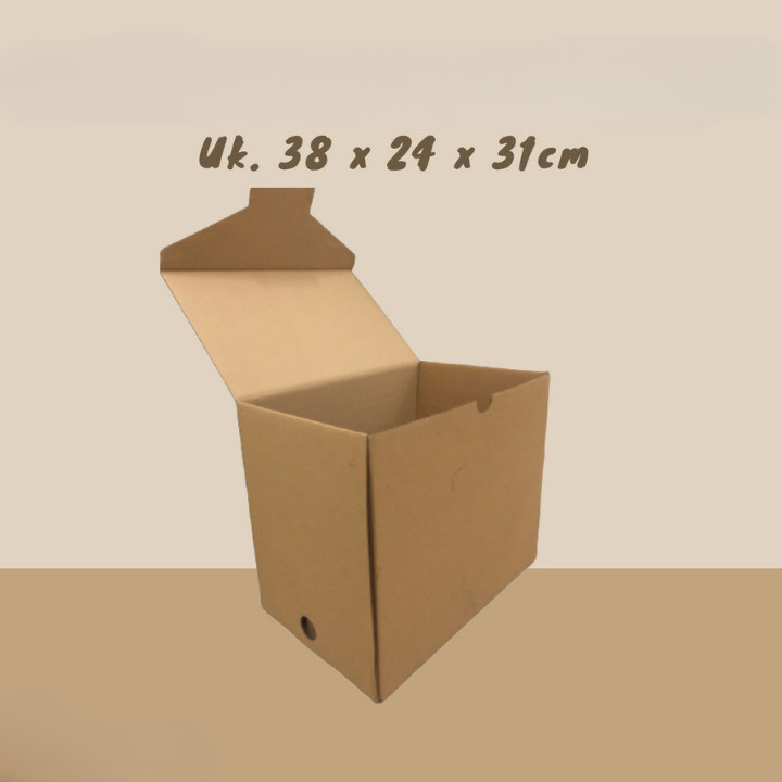 

( 10 pcs ) box karton file cokelat polos kardus kotak penyimpanan arsip kantor organizer size 38x24x31cm