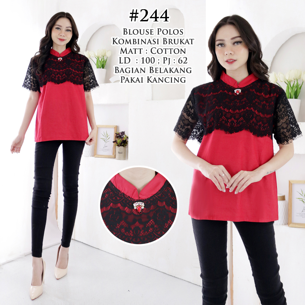 BLOUSE POLOS KOMBINASI BRUKAT 244