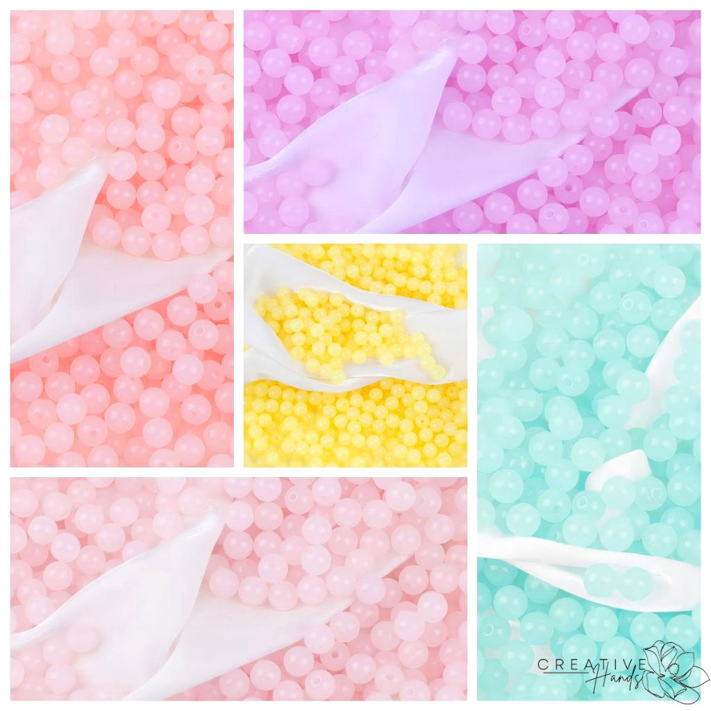 

✨COD✨6/8/10mm Jeli Manik -Manik Bundar Manik -Manik Plastik Warna Permen Warna Gelang Diy