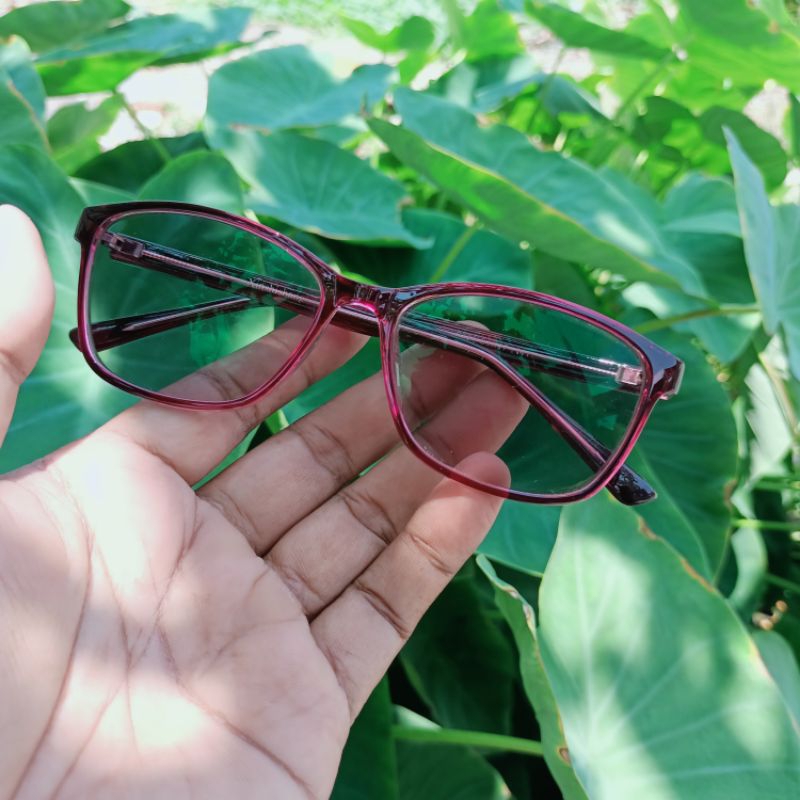 kacamata  Photocromic gray Frame Wanita) Merah maroon