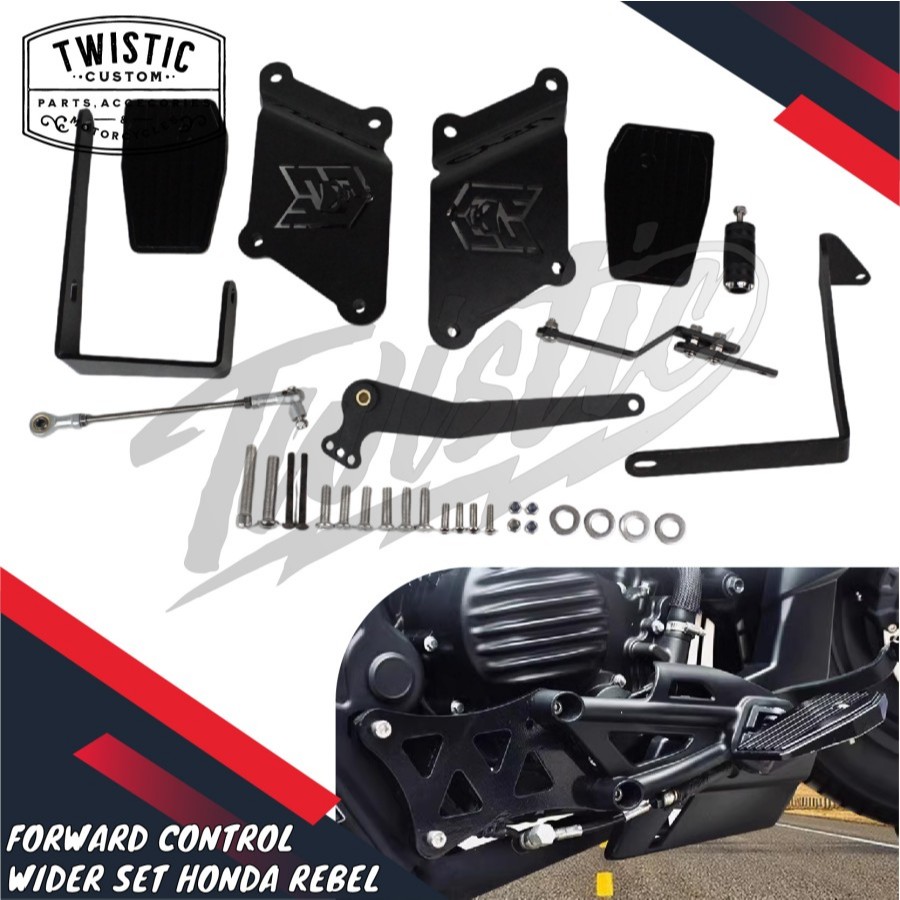 Forward Control + Footstep Wider Foot Pegs Injekan Pijakan Kaki Pedal Persneling Operan Gigi Kit Ful