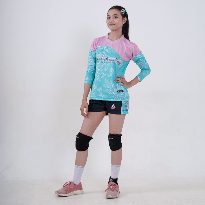 Jersey Voli Cewe Lengan Panjang Fullprint Kaos Voli Wanita