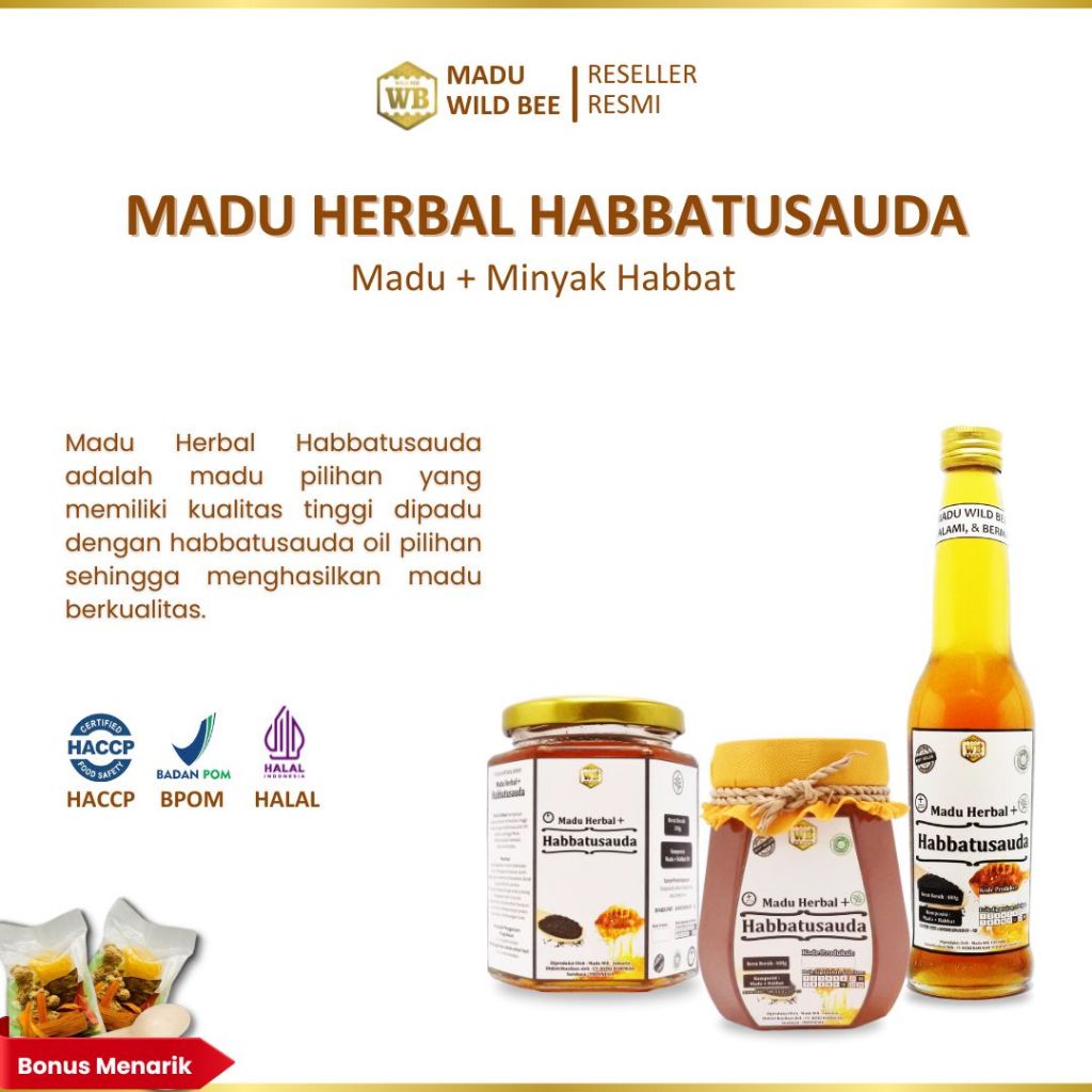 

Madu Habbatusauda / Madu Herbal Wild Bee-kemasan ekonomis