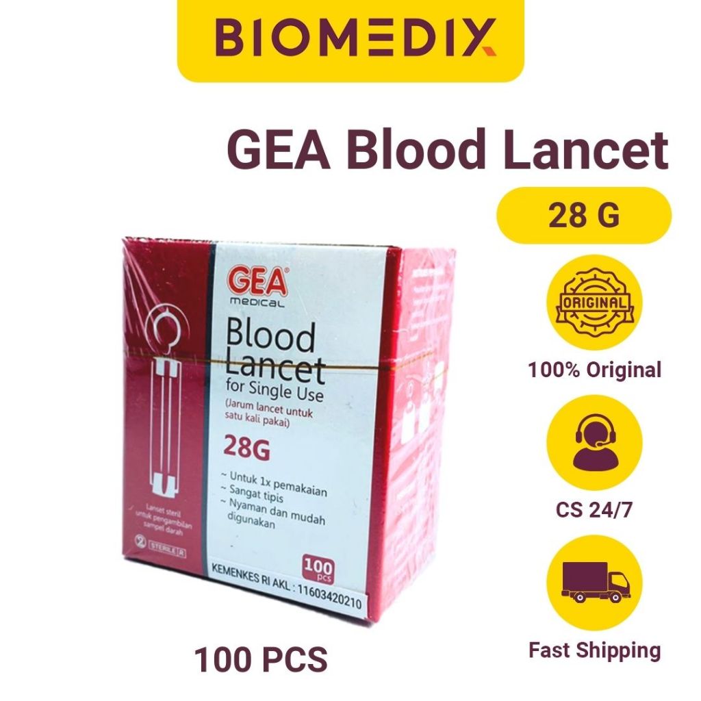 Blood Lancet Jarum Ambil Darah Jarum Lancet 28G isi 100 Jarum Lancet