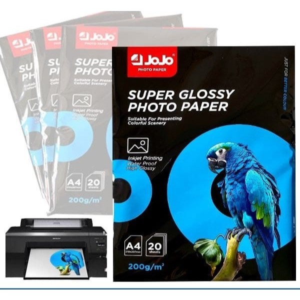 

BOBOMART Kertas Foto JoJo A4 200gsm 20 Lembar – Super Glossy Photo Paper Waterproof JA-1045