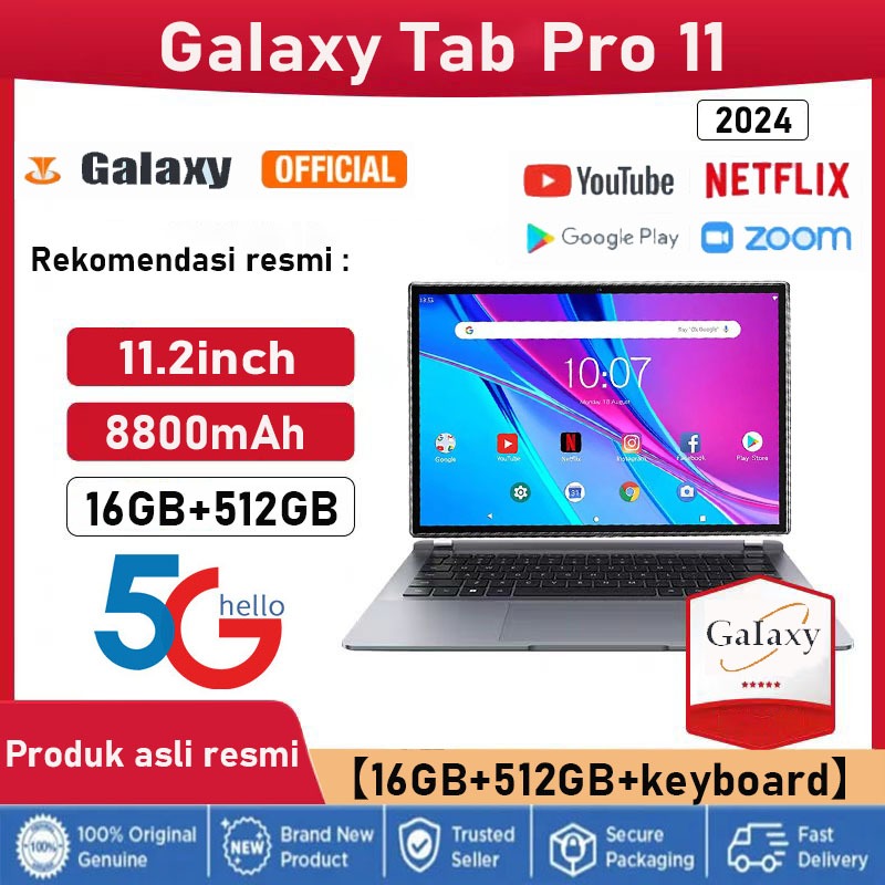 Tablet baru 11.2inch【16GB+512GB】Galaxy Tab Pro11 untuk pembelajaran dan hiburan kantor ultra tipis S