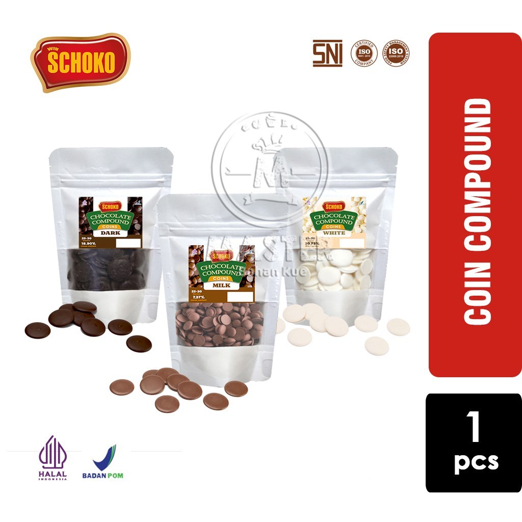 

Coklat Schoko KOIN Dark / White / Milk Compound Chocolate COIN Cokelat