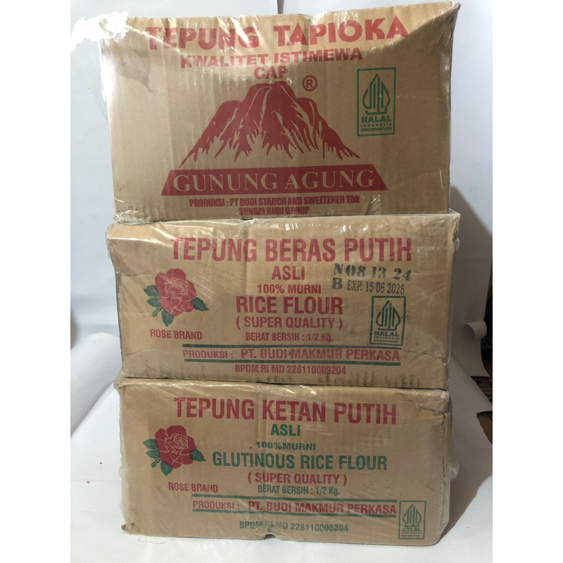 

Tepung Beras Putih, Tepung Ketan Putih, Tepung Tapioka Per Pcs 500gram