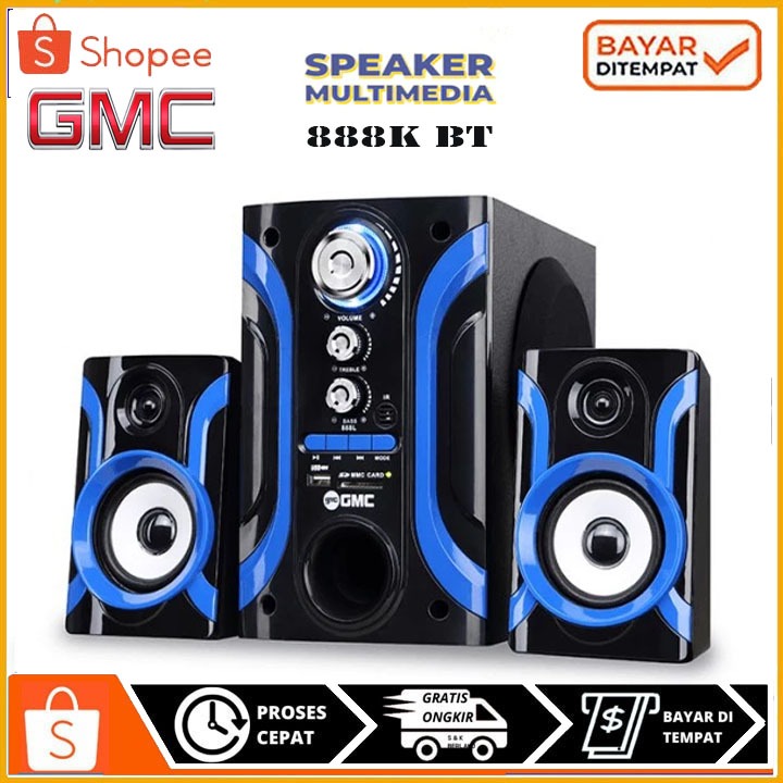 PAKET SPEAKER GMC 888K BT Audio Multimedia Speaker 2.1 Bluetooth FM Radio FULL BASS PROMO TERLARIS