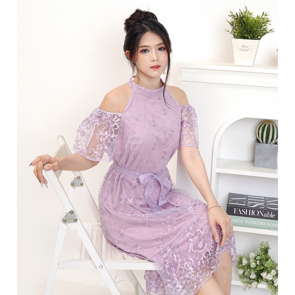 Modeli - 123 Dress wanita korean style kondangan tile gaun pesta mewah elegan / Bridesmaid Dress Nat
