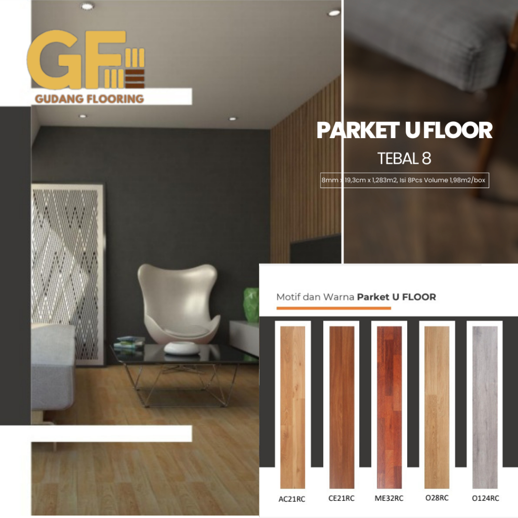 lantai kayu Laminate U FLOOR 8mm (parkit-parket-parquet)