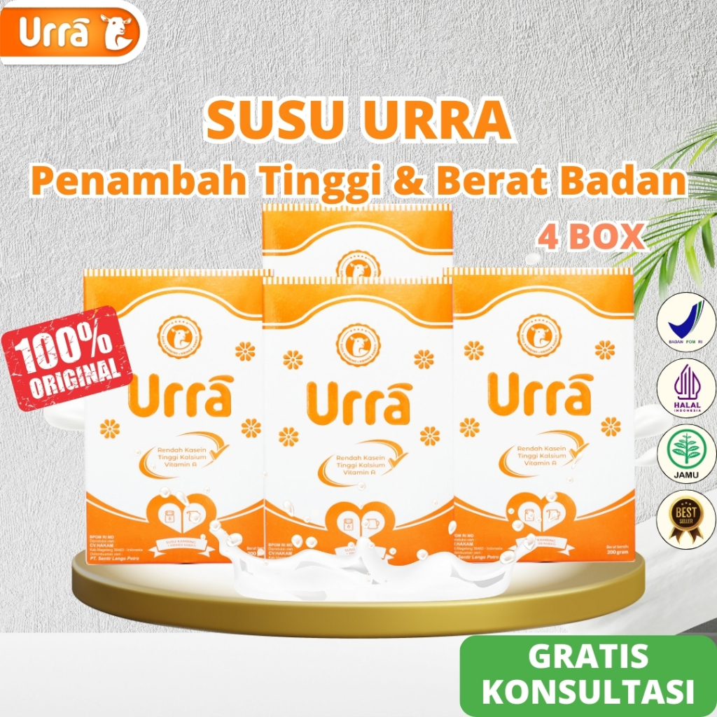 

Urra Susu Kambing Saanen Eropa Original Penambah Tinggi Badan Dan Berat Badan Anak - 4 Box