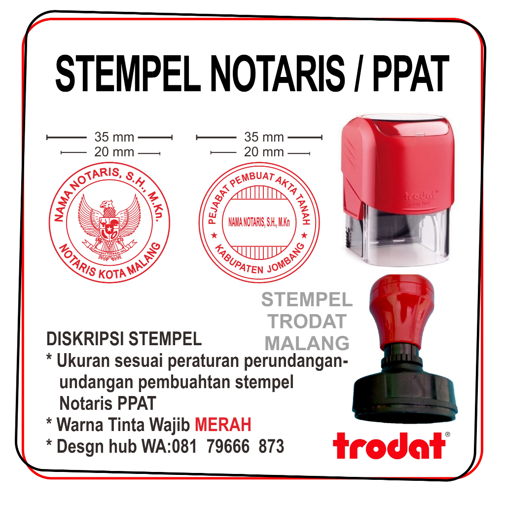 

Stempel Notaris / PPAT, ORIGINAL TRODAT & Flash Stamp TERMURAH