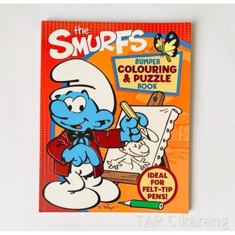 

Buku edukasi mewarnai anak Colouring Book The Smurf Bumper