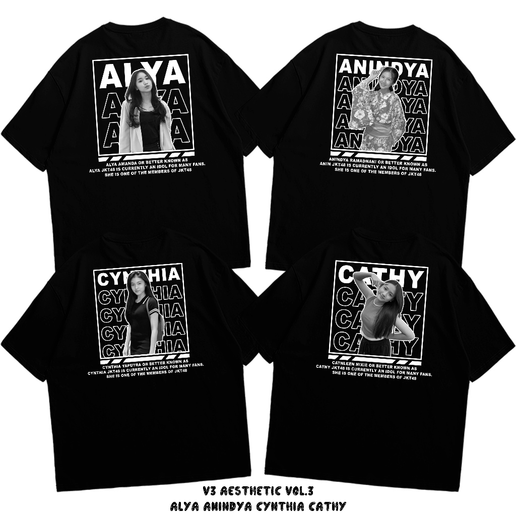 Kaos JKT48 V3 Aesthetic Vol.3 - Kaos JKT48 - Kaos Unisex Pria Wanita - Kaos Cotton Tc Combed - Alya 