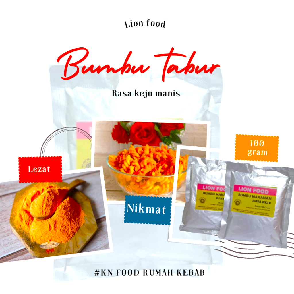 

bumbu tabur Lion Food rasa keju manis kemasan 100 gram