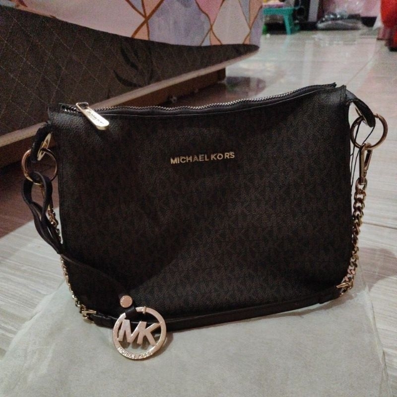 preloveds pl shoulderbag tas ketek tas punggung Michael kors signature coffee coklat kopi medium tas