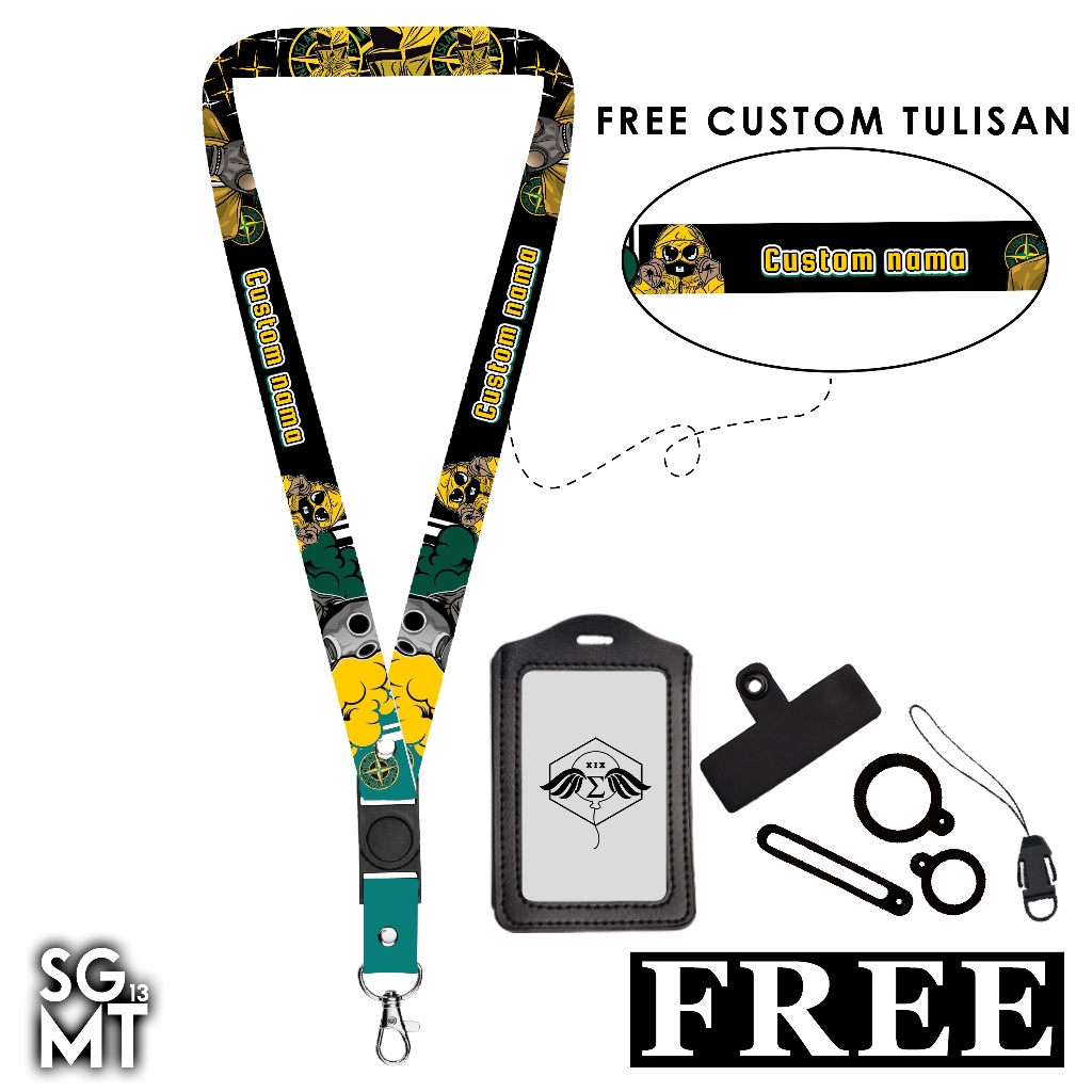 

Lanyard Custom Nama Satuan Bisa Request Nama Printing 2 Sisi Free Holder Tali Gantungan Hp Wallet Limited Edition
