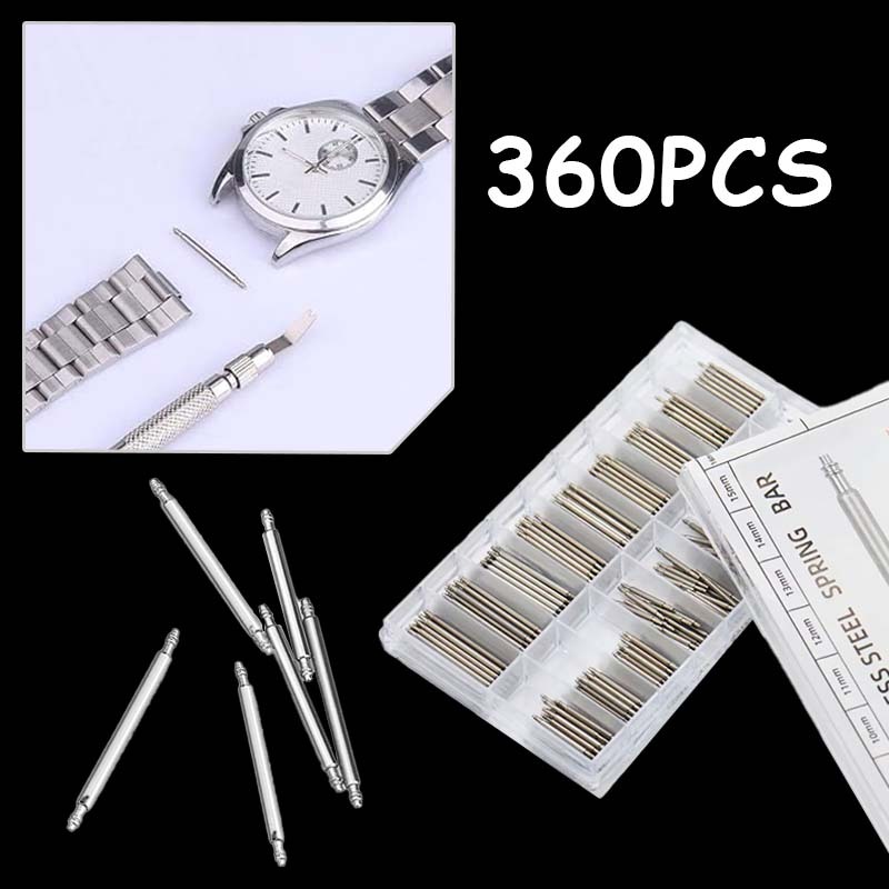 360 Pcs Jarum Tali Jam Tangan Pen Jam Tangan Stainless Pen Tali Jam Tangan 8-25mm Spring Bar Jam Pen