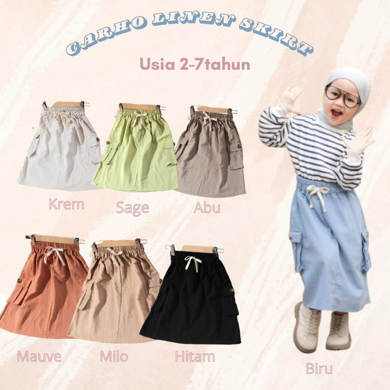 2-7 tahun CARGO LINEN SKIRT rok anak perempuan lucu