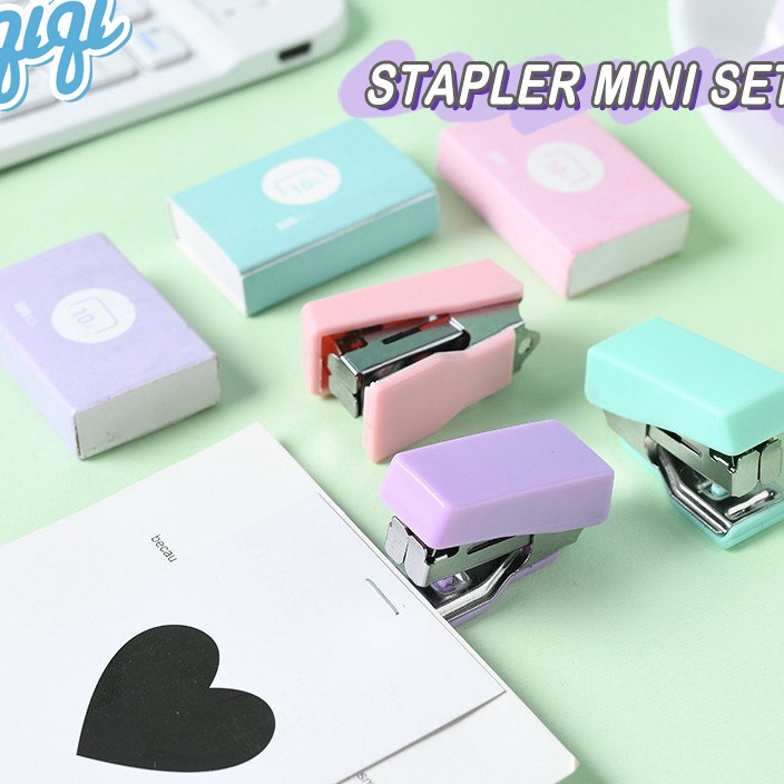 

LANGSUNG BELI GAN Staple Mini Cute Set Stapler Mini Lucu Set Staples Perlengkapan Mengikat Logam Kreatif Qiqi Treasure
