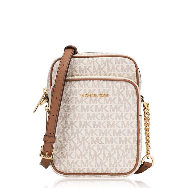 Emka Signature Jet Set Travel Medium NS Chain Crossbody - Vanilla Brown