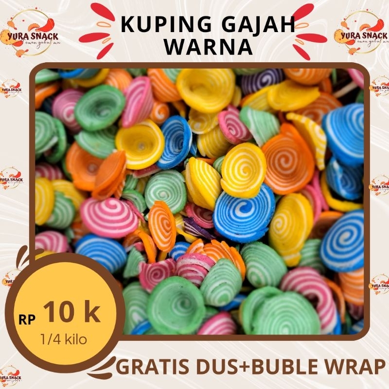 

Kuping Gajah Mini Warna Kemasan 250gr 500gr Snak Jadul Camilan Legendaris Tipis Manis Renyah Gurih