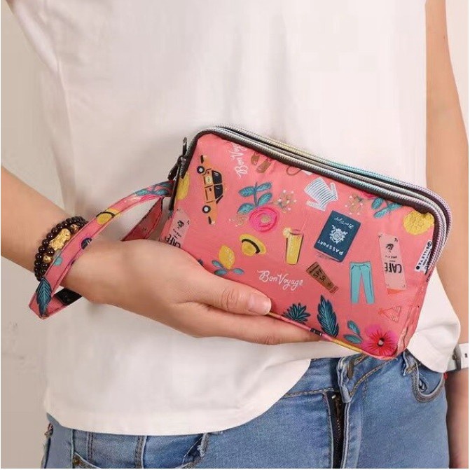 Ennwen W127 Dompet Wanita 3 Resleting Eco Multifungsi Pouch 3 Ruang
