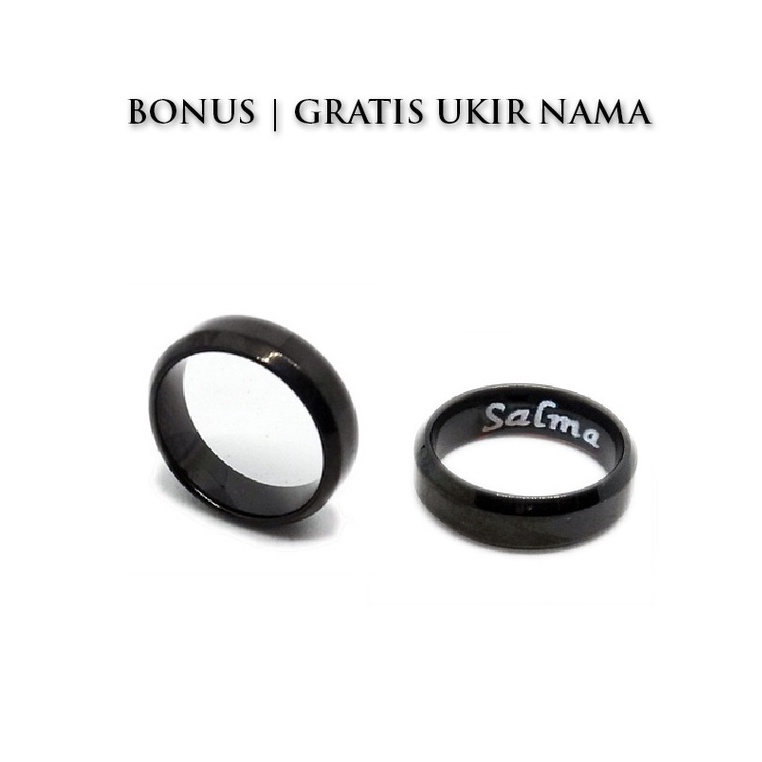 Cincin hitam anti karat ukir nama sendiri