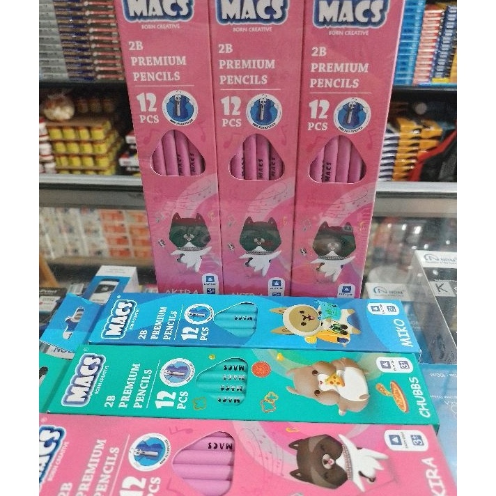 

GROSIR Pensil Kayu Pencil Macs 2B Premium 12 Pcs Original