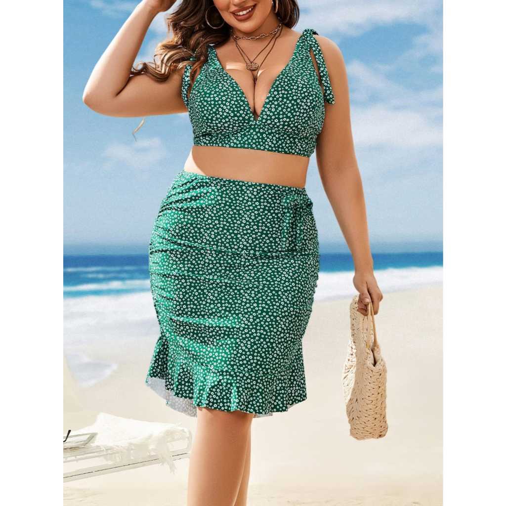 𝐇𝐄𝐑𝐒𝐄𝐋𝐋.𝐈𝐃 - YUJI flower bikini set 3 pcs woman import premium / korean swimwear / bikini bunga bali