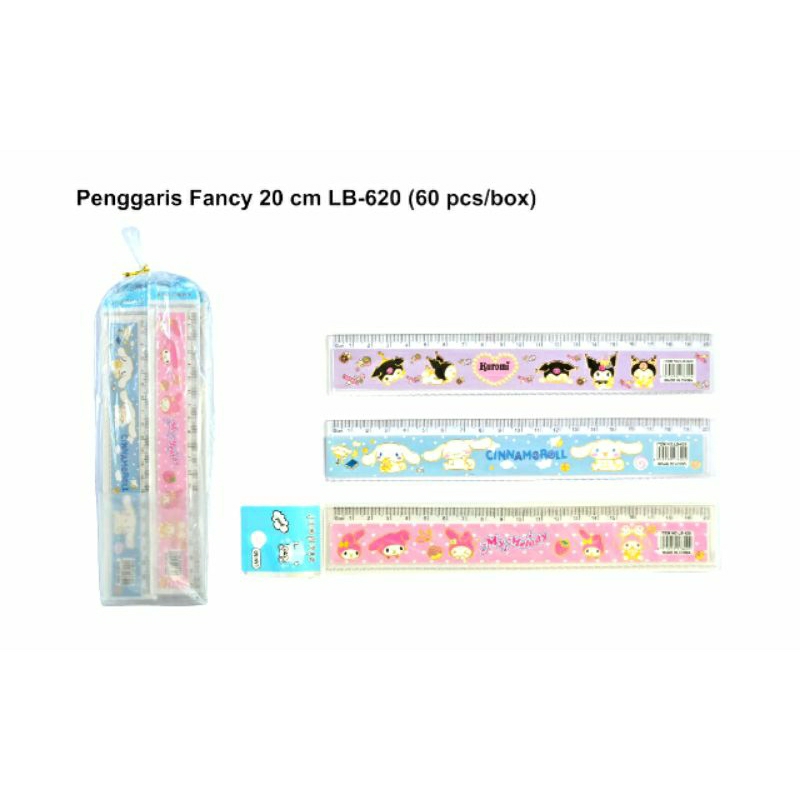 

1 PCS = 1 BIJI Penggaris Fancy 20 cm LB 620 SANRIO Kuromi/Cinamonroll/Melody