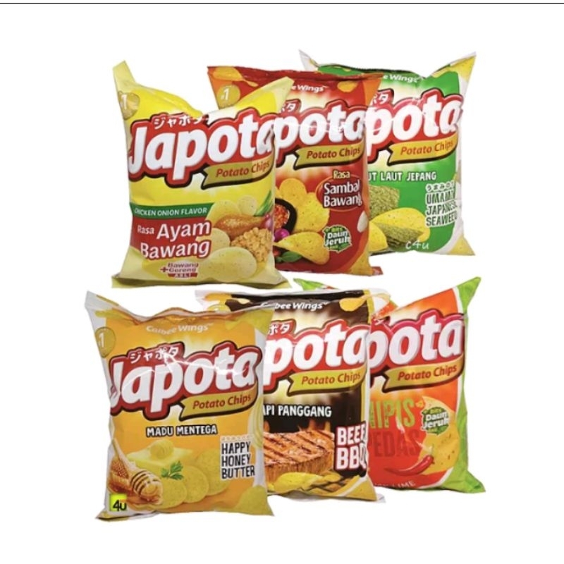 

japota potato chips happy honey butter 68gram ayam bawang rumput laut