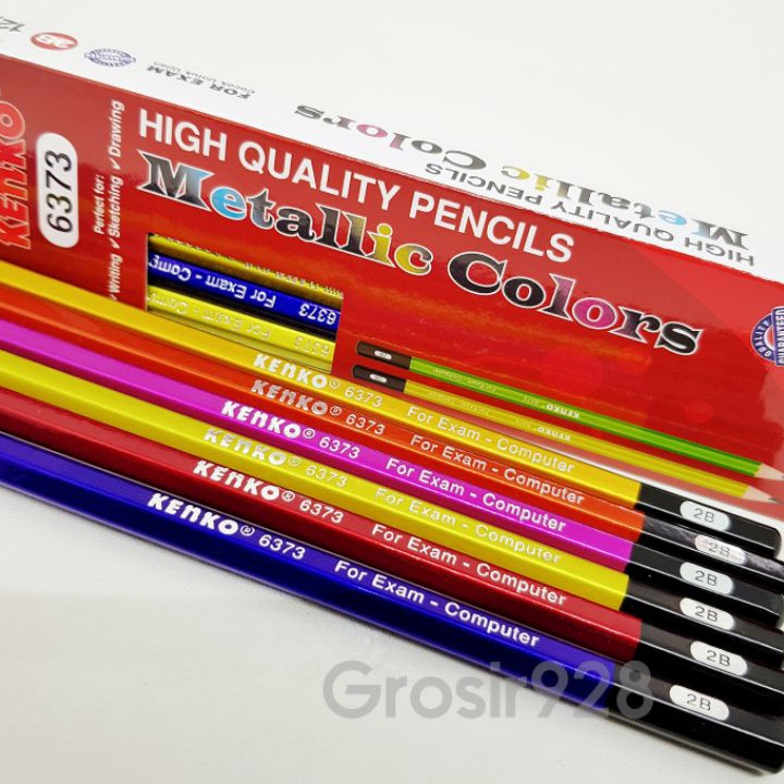 

BIG SALE FASION Per 12 Pensil 2B Kenko 6373 Metallic Colors Pensil Kayu Warna Neon