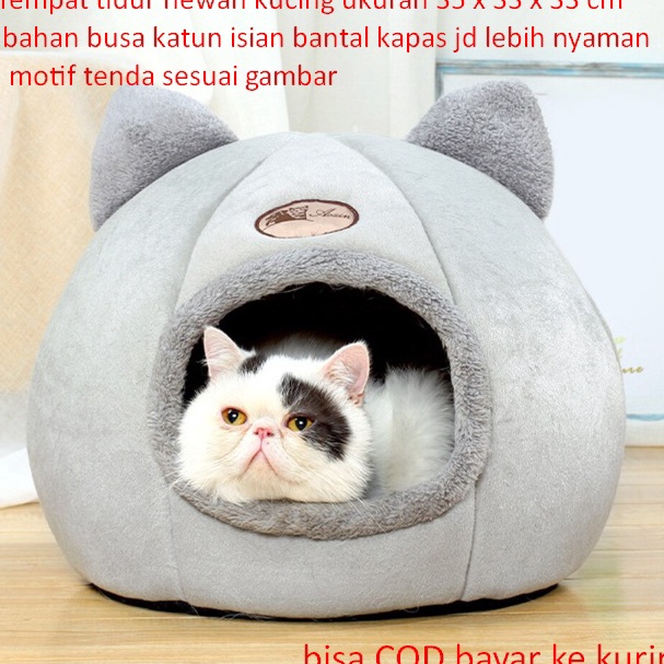 Diskon Meriah  Tempat tidur hewan kucing ukuran 35 x 33 x 33 cm bahan busa katun isian bantal kapas 