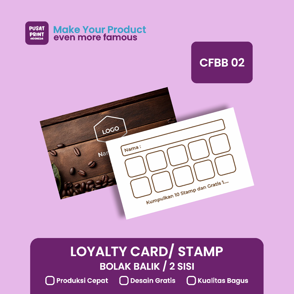 

Coffee Stamp / Kartu Loyalty Card /Kartu Stamp/Stamp Card CFBB02