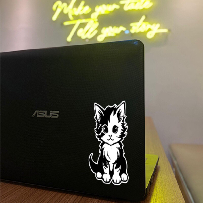 

Sticker cutting kucing lucu warna dasar putih