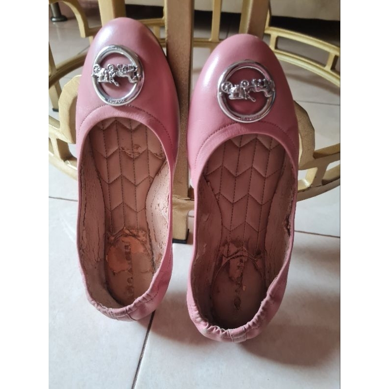 flat shoes coach, pink, preloved, authentic